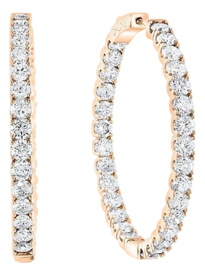 7.92 Carat Diamond Inside Out Hoop Gala Cocktail Earrings in 14 Karat Rose Gold
