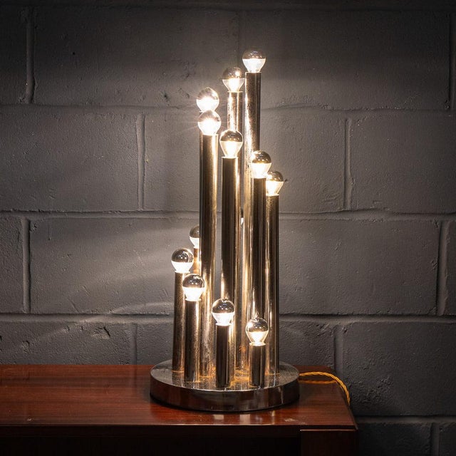 Vintage 20th Century Italian Chrome Multi-Light Table Lamp from Reggiani, 1970s For Sale - Image 3 of 18