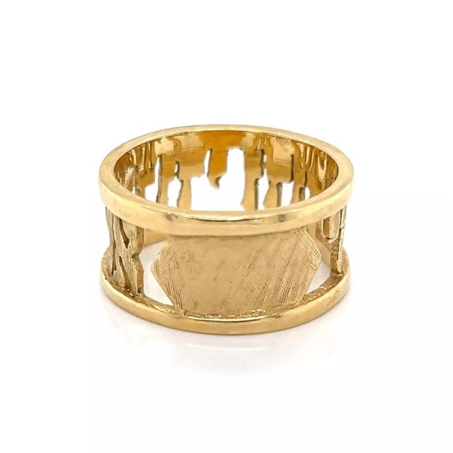 Late 20th Century Late 20th Century I am my beloved's and my beloved is mine 14k Yellow Gold Wide Band Ring, Size 8.5 For Sale - Image 5 of 5