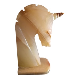 1980s Solid Onyx Unicorn Single Bookend For Sale