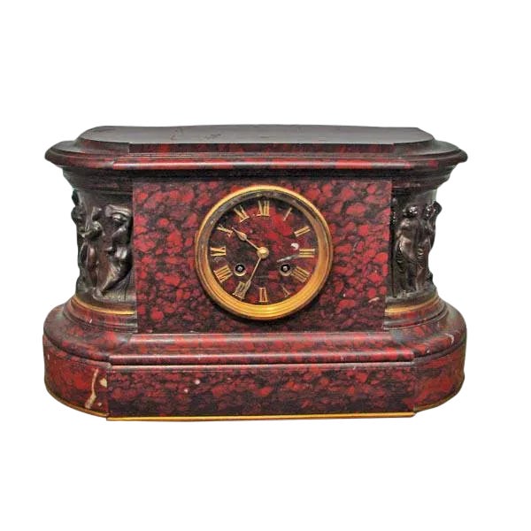Late 19th Century Vintage Barbedienne French Renaissance Style Marble Clock For Sale