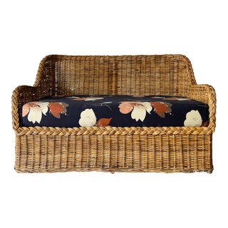 Vintage Organic Wicker Works - Style Braided Woven Rattan Loveseat Settee For Sale