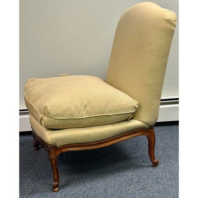 Ralph Lauren Carved French Upholstered Slipper Chair For Sale In New York - Image 6 of 12