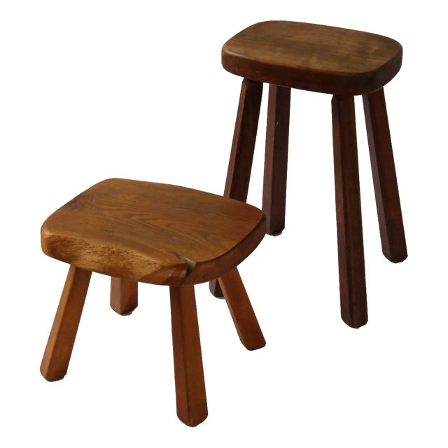 Vintage Artisan Stools by Atelier André Smalle, Belgium, 1960s, Set of 2 For Sale