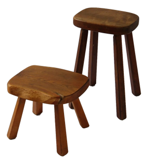 Vintage Artisan Stools by Atelier André Smalle, Belgium, 1960s, Set of 2