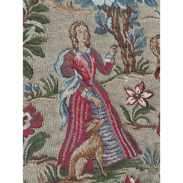 Brown Vintage Medieval French Aubusson Style Jacquard Tapestry, 1950s For Sale - Image 8 of 18