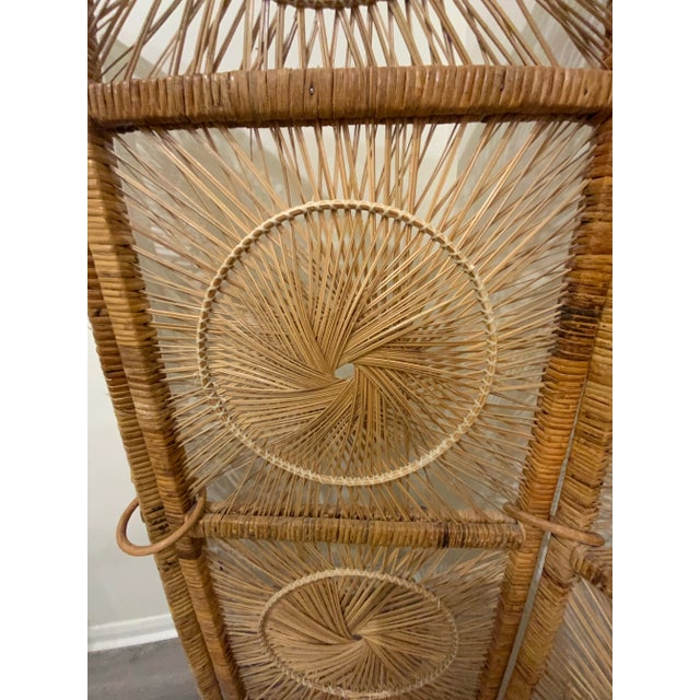 Boho Chic 1960s Vintage Wicker Screen For Sale - Image 3 of 6