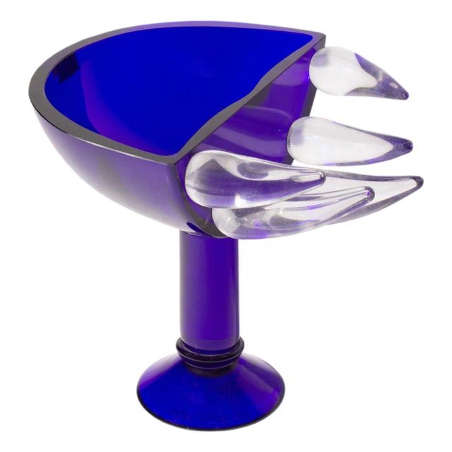 David Sobotka Alchymie Praha Limited Edition Blue Glass Compote For Sale