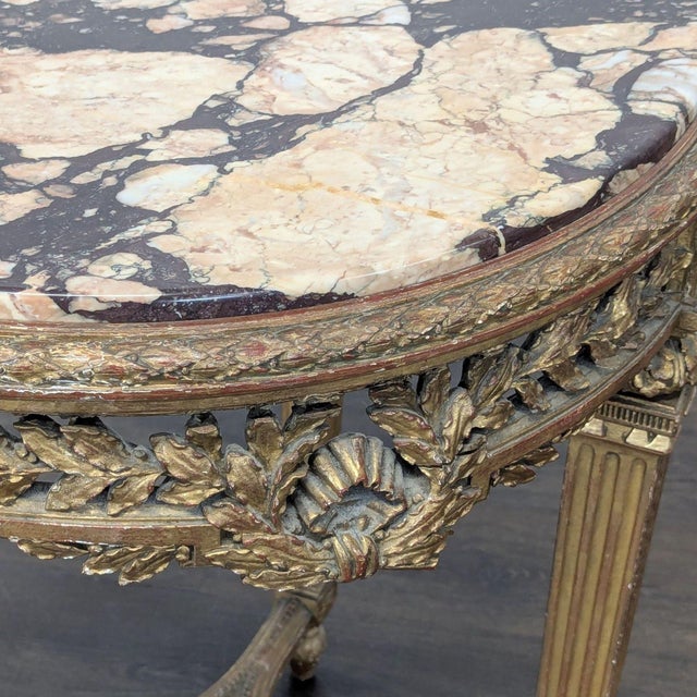 Early 20th Century Antique Marble Top Side Table For Sale - Image 5 of 6