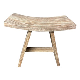 Andrianna Shamaris Minimalist Teak Wood Small Bench For Sale
