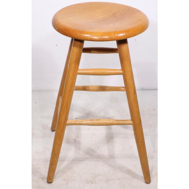 Solid Wood Swivel Seat Counter Stool For Sale - Image 4 of 8