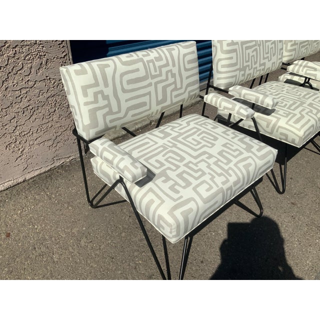 Mid century modern patio lounge chairs. The chairs are made of iron. We had them stripped and newly powder coated and...