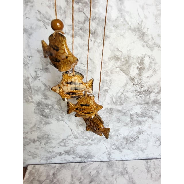 1990s Handcrafted Pottery Fish Wall Hanging Wind Chime For Sale - Image 4 of 13