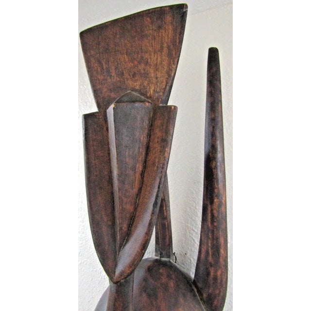 Brown Early 20th Century Authentic Large Hand-Carved Wooden Bamana N'tomo Mask From Mali, West Africa For Sale - Image 8 of 13