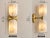 Alabaster Handcrafted Brass & Natural Alabaster, Double Wall Sconces, Bathroom & Bedroom Lighting - Pair For Sale - Image 8 of 9