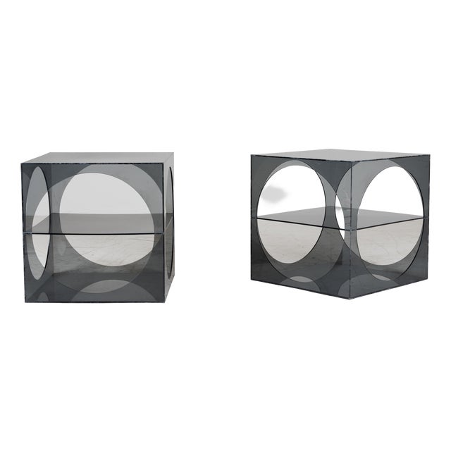 Acrylic Glass Bedside Tables, 1970s, Set of 2 For Sale