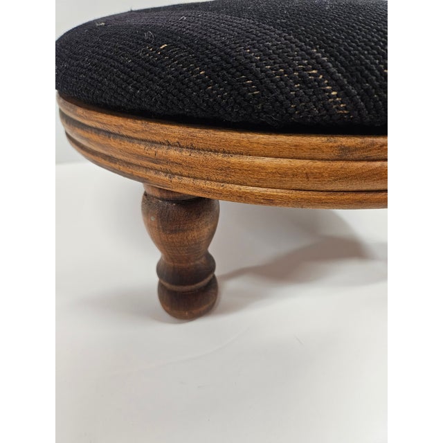 Round Needlepoint Victorian Footstool For Sale - Image 9 of 12