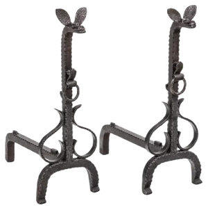 Cast Andirons in Iron, 20th Century, Set of 2