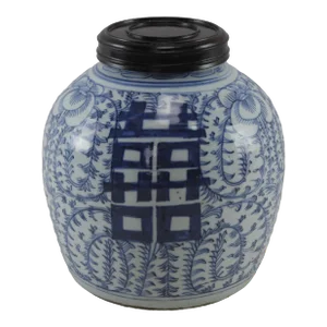 China Mid-Qing Blue and White Porcelain Ginger Jar.