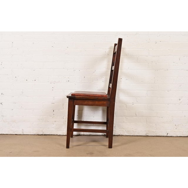 Roycroft Antique Mission Oak Arts & Crafts Ladder Back Desk Chair or Side Chair, Circa 1900 For Sale - Image 10 of 12