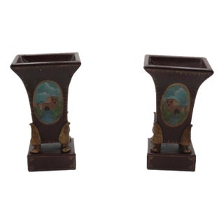 1970s Pair of Toleware Urns Cachepots For Sale