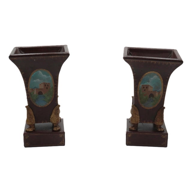 1970s Pair of Toleware Urns Cachepots For Sale