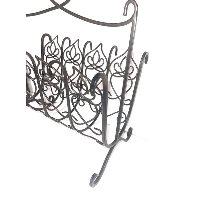 Metal Black Iron French Victorian Magazine Firewood Rack For Sale - Image 7 of 11