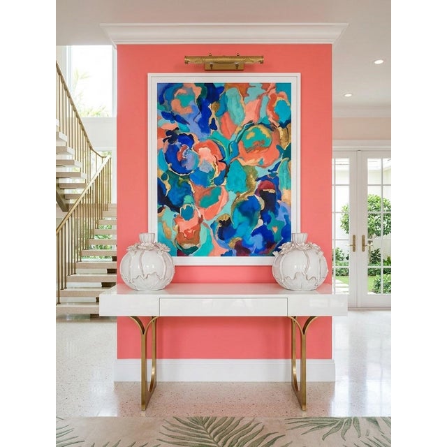 Pair of Italian Hand-Crafted Floral Ceramic Bud Vases For Sale In West Palm - Image 6 of 8