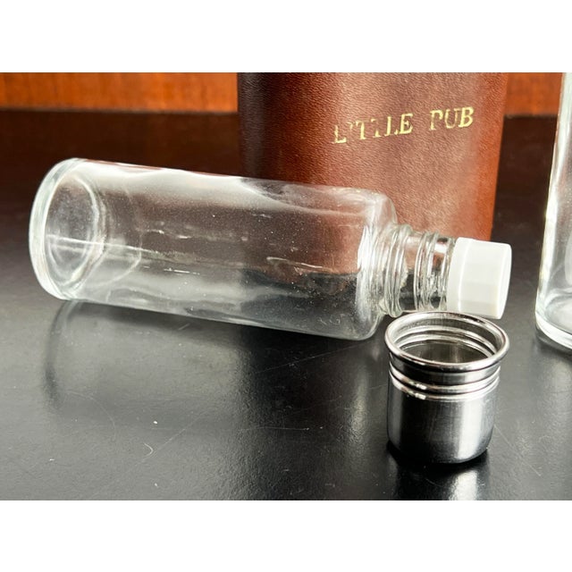 Mid-Century Modern Vintage 1950's 'Little Pub' Glass & Chrome Travel Flask Set in Case For Sale - Image 3 of 8