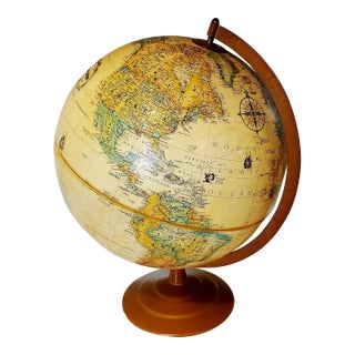 Vintage Replogle World Globe With Metal Base For Sale