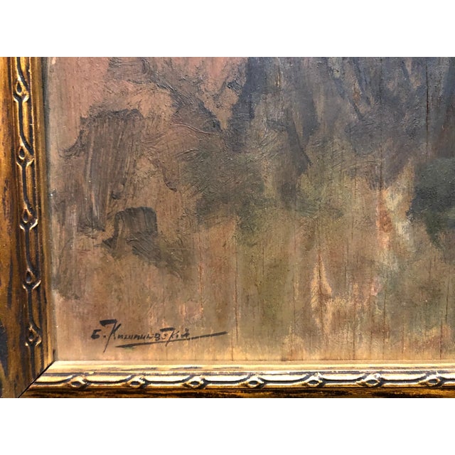 Impressionist Rare Russian Judaica Oil Painting Jewish Pogrom Refugees Signed in Cyrillic, c.1910 For Sale - Image 3 of 4