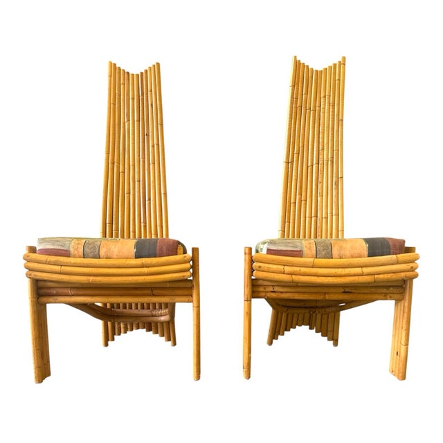 Arthur Edwards for McGuire Sculptural Set of 6 High Backed Rattan Chairs For Sale In Miami - Image 6 of 11