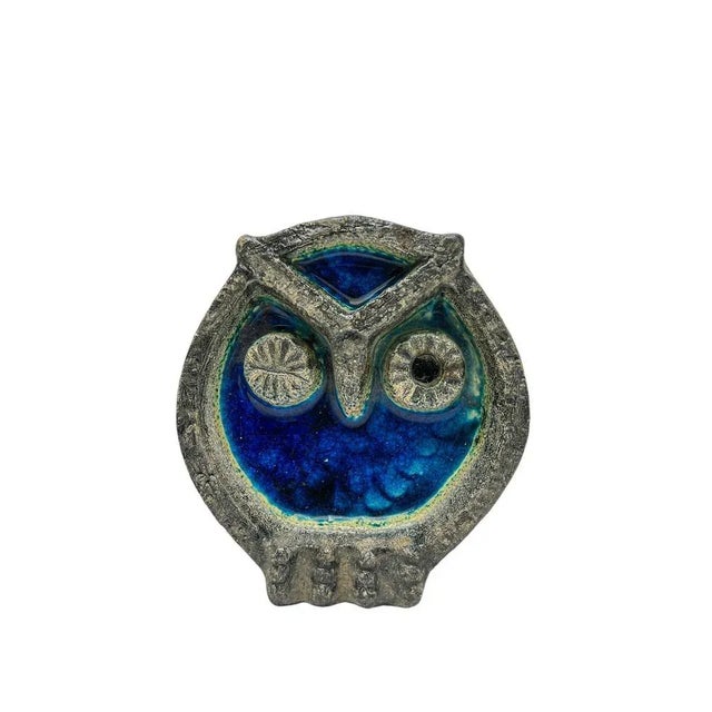 Vintage Norwegian Crackled Enamel and Ceramic Owl Wall Sculpture, 1970s For Sale - Image 11 of 11