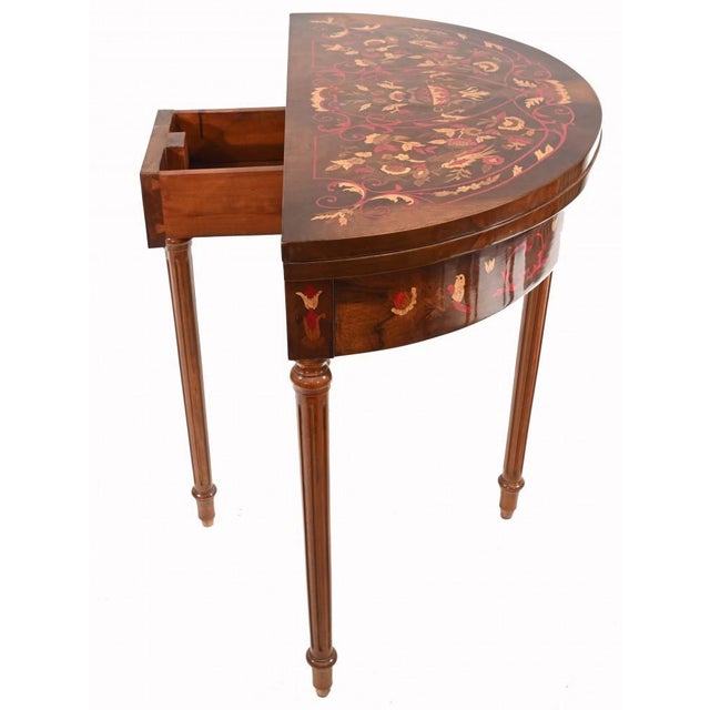 Brown French Empire Demi Lune Game Table For Sale - Image 8 of 13