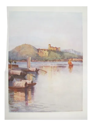 1905 Original Italian Print - Italian Travel Colour Plate - Angera, Lago Maggiore