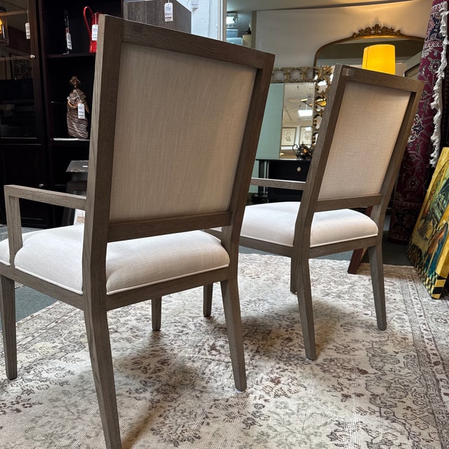 Restoration Hardware French Contemporary Arm Dining Chairs, Pair For Sale - Image 10 of 12