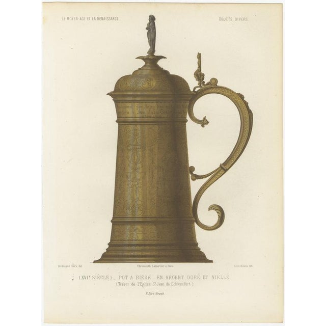 Kellerhoven, Silver Gilt and Niello Beer Tankard, Schweinfurt, 1851, Chromolithograph For Sale - Image 3 of 9