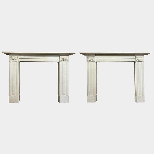 Antique English Regency Statuary Fireplace Mantel in White Marble, 1830 For Sale - Image 9 of 10