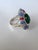 Set in 18k Gold, Carved Emerald, Blue Sapphires, Rubies & Diamonds Cocktail Ring, Size 6 For Sale - Image 6 of 10