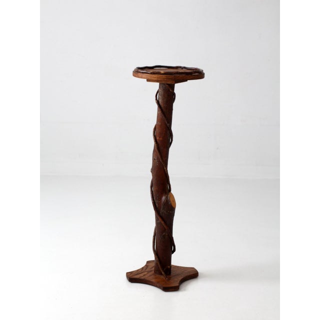 Brown Vintage Rustic Adirondack Twig Plant Stand For Sale - Image 8 of 17