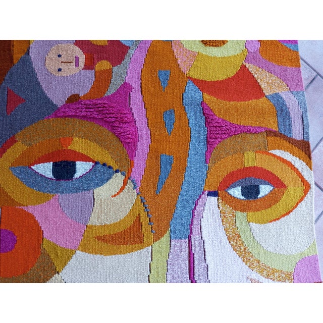 Frau Elwig Figurative Tapestry by D. Petry Wandres, Germany, 1970s For Sale - Image 4 of 17