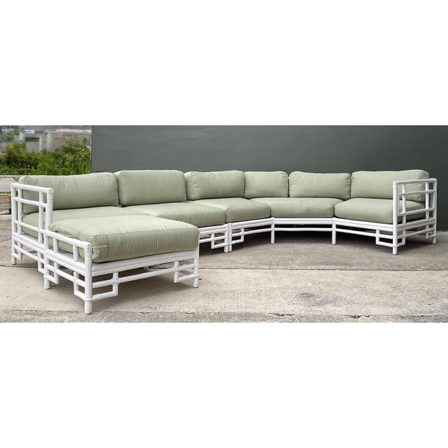 Vintage Rattan and Fabric Sectional Sofa After Ficks Reed For Sale - Image 15 of 18