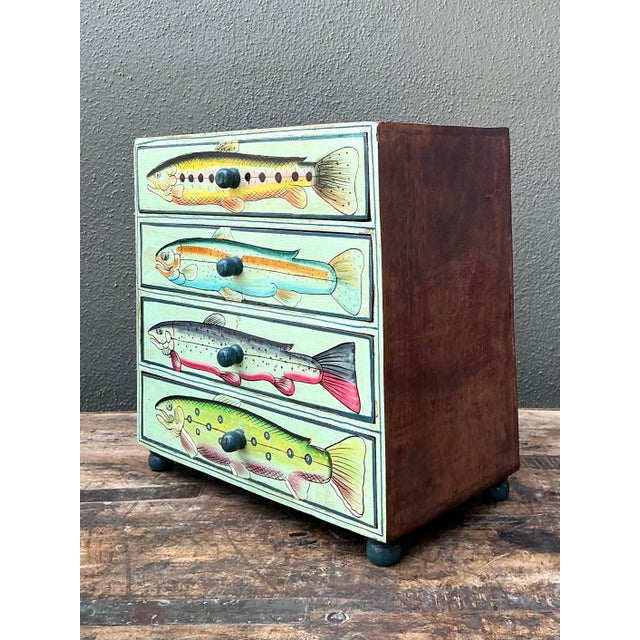 Vintage Hand Painted Fish Table Top Chest For Sale - Image 12 of 12