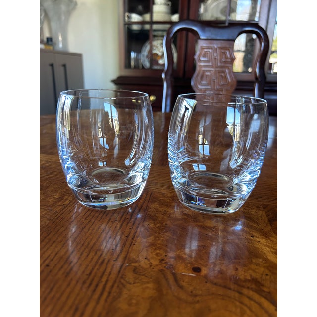 Early 21st Century Heavy Crystal Old Fashioned Rocks Whiskey Glasses Set of 2 For Sale - Image 5 of 7