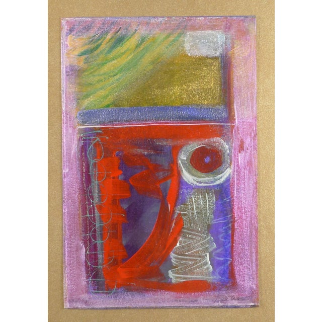 Late 20th C. Gestural Abstract Composition in Red, Violet and Gold ...