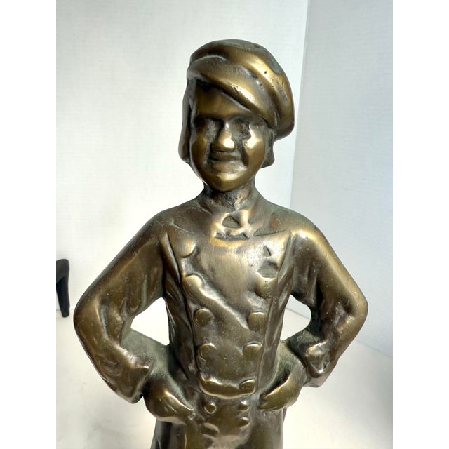 Metal Antique Figural Bronze and Iron Andirons, European Peasant Couple, Circa 1900 For Sale - Image 7 of 12