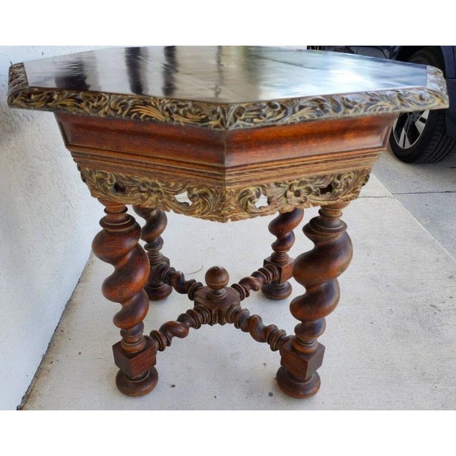 Antique French Table Louis XIII Octagonal Barley Twist 1800s For Sale In Miami - Image 6 of 13
