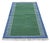 Casa Cosima Handmade Cotton Vegetable Dyed Rug, Forest Green, White and Blue Zig Zag Striped Dhurrie-12'x15' For Sale - Image 4 of 12