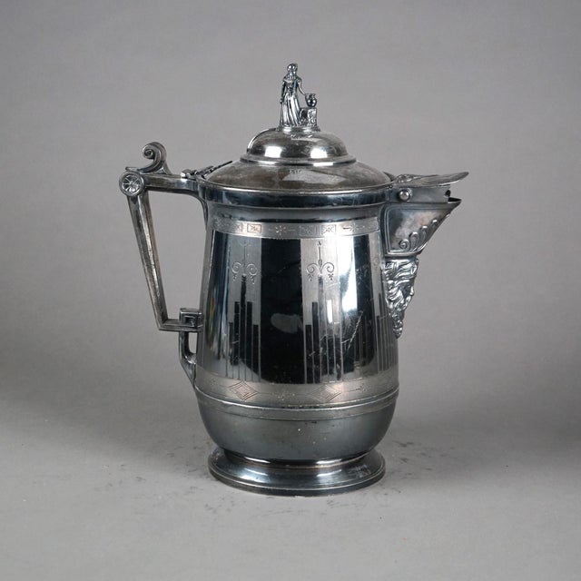 Metal Antique Silver Plated Insulated Water Pitcher, Circa 1890 For Sale - Image 7 of 12