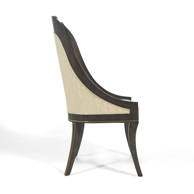 Wood Mastercraft Amboyna & Brass Spoonback Dining Chairs For Sale - Image 7 of 12